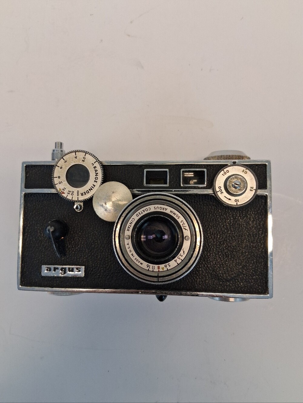 Argus C3 Film Camera 50mm f/3.5 w/ Leather Case Made in USA VTG 1930-50 Untested